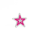 Silver & Barbie Pink Star Externally Threaded Stainless Steel Ear Studs