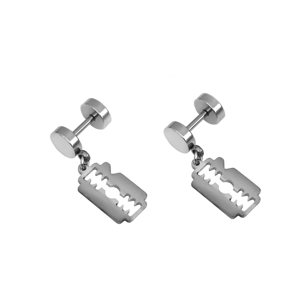 PAIR OF Blade Pendant Externally Threaded Stainless Steel Ear Studs