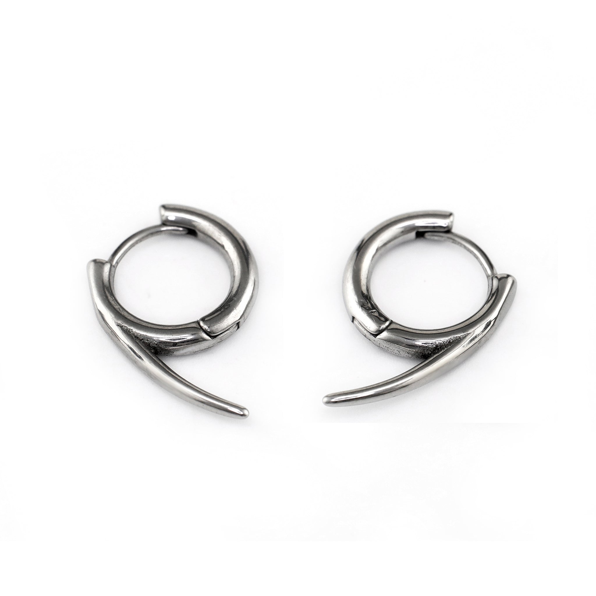 PAIR OF Silver Fangs Stainless Steel Earrings
