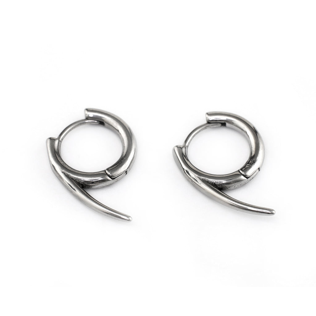 PAIR OF Silver Fangs Stainless Steel Earrings