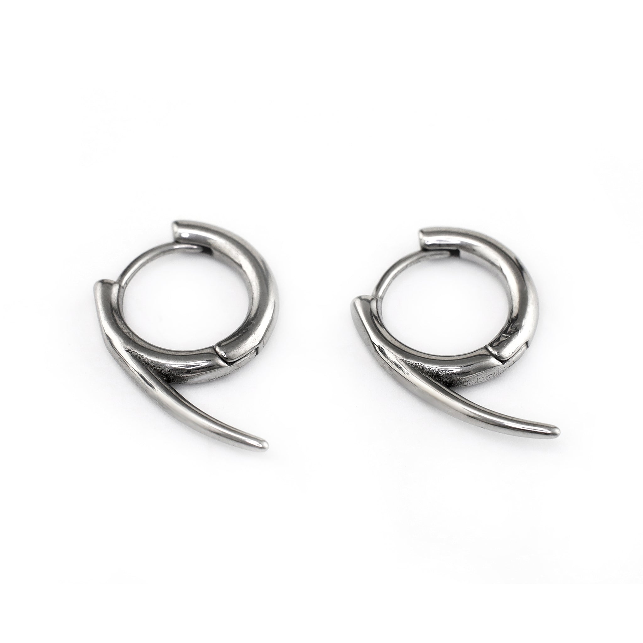 PAIR OF Silver Fangs Stainless Steel Earrings