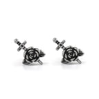 3D Dagger & Rose Stainless Steel Ear Studs