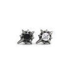 PAIR OF Black & White CZ 3D Hexagram Stainless Steel Ear Studs