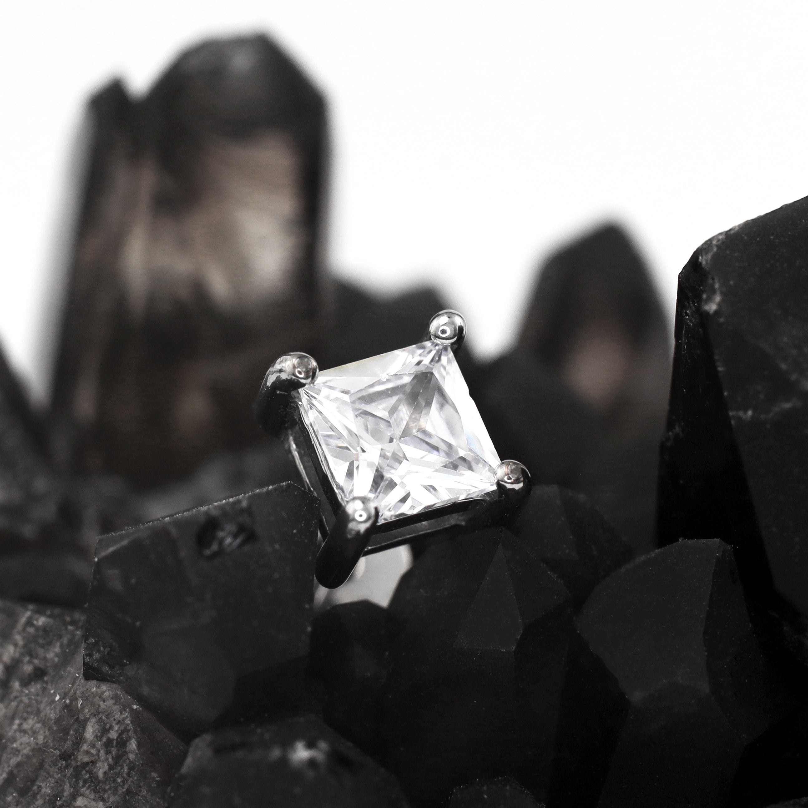 PAIR OF Minimalist Square CZ Stainless Steel Ear Studs