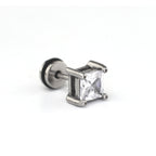 PAIR OF Minimalist Square CZ Stainless Steel Ear Studs