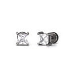 PAIR OF Minimalist Square CZ Stainless Steel Ear Studs