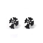 PAIR OF 16G CZ Chrome Hearts Style Cross Stainless Steel Ear Studs