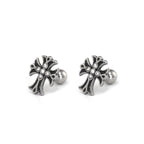 PAIR OF 16G CZ Chrome Hearts Style Cross Stainless Steel Ear Studs
