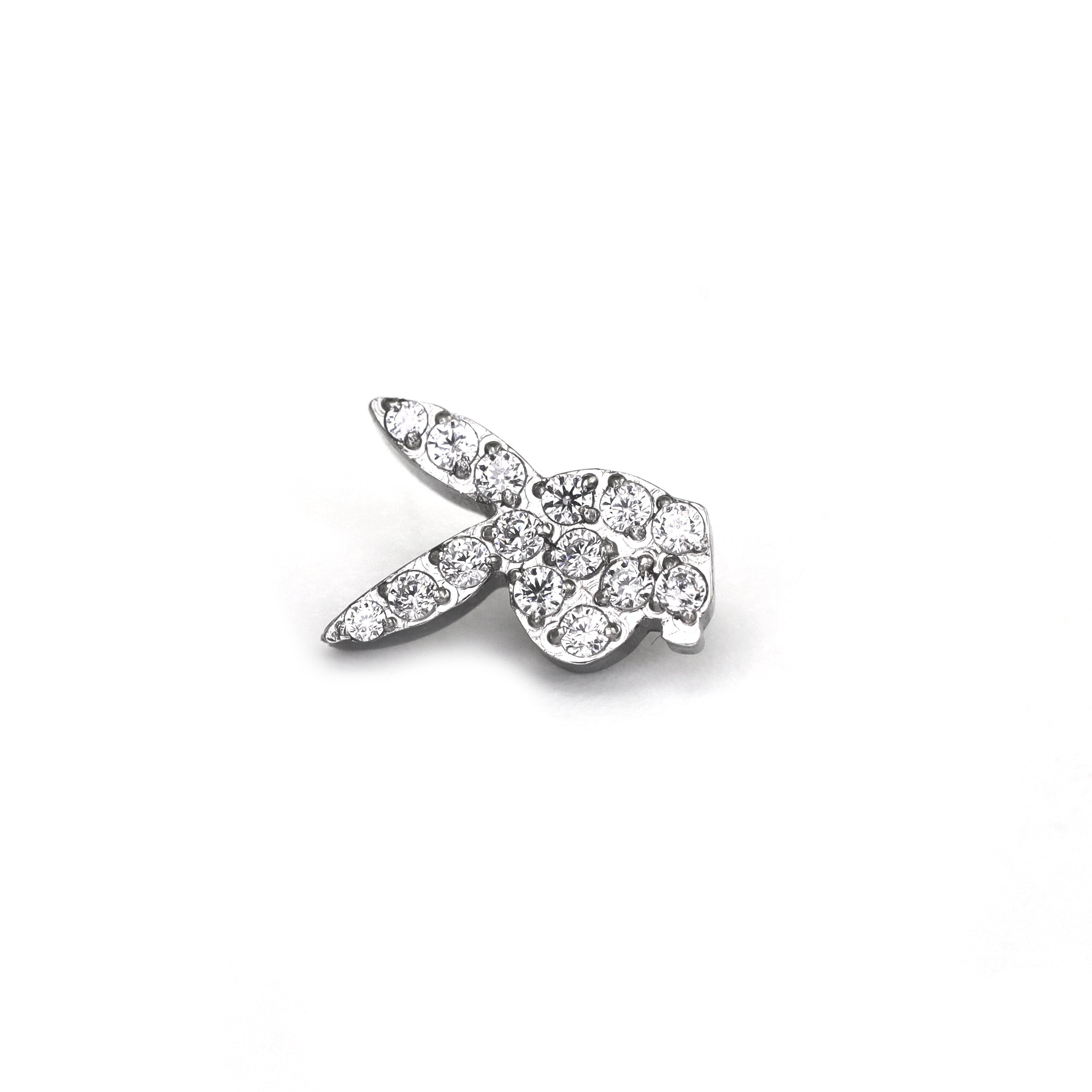 Full CZ Rabbit Head Internally Threaded Stainless Steel Ear Studs