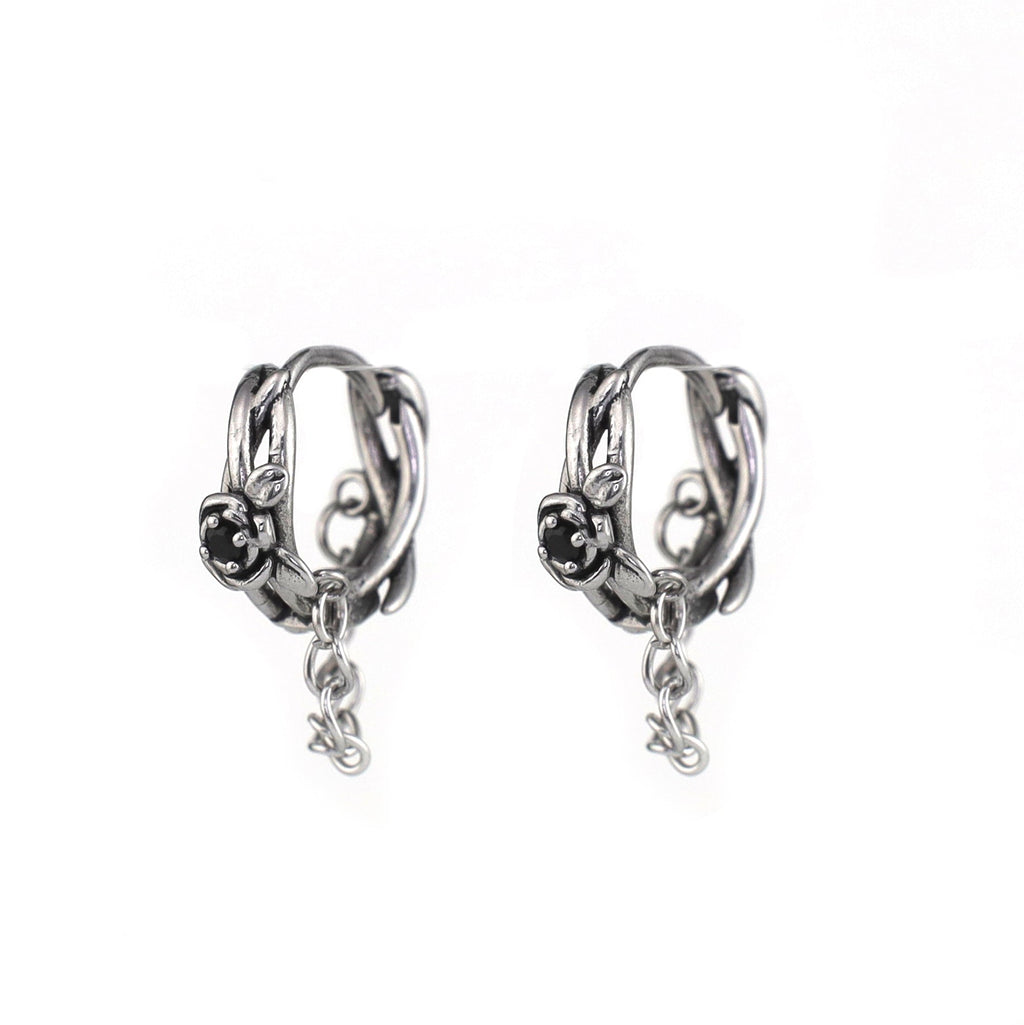 Rose Vine Drop Chain Stainless Steel Earrings