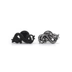 PAIR OF Engraved Dragon Silver & Black Externally Threaded Stainless Steel Ear Studs
