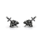 3D Dagger & Rose Stainless Steel Ear Studs