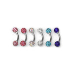 16G Full CZ Externally Threaded Stainless Steel Eyebrow Stud