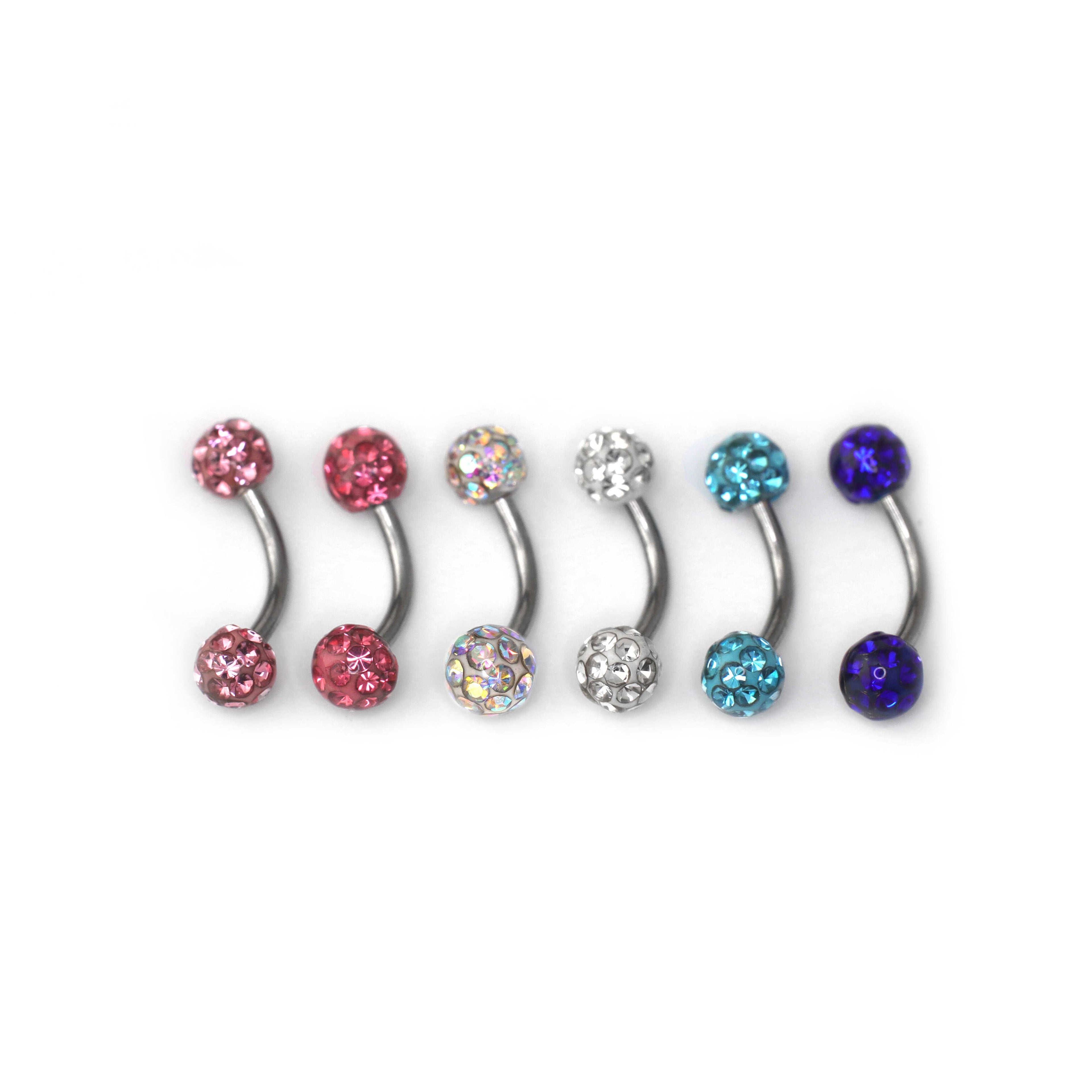 16G Full CZ Externally Threaded Stainless Steel Eyebrow Stud