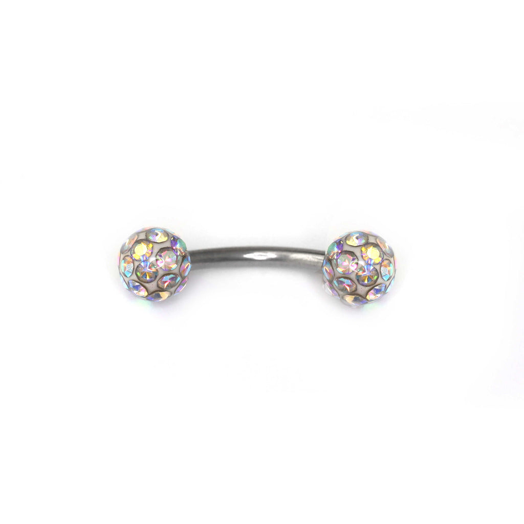 16G Full CZ Externally Threaded Stainless Steel Eyebrow Stud