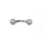 16G Full CZ Externally Threaded Stainless Steel Eyebrow Stud
