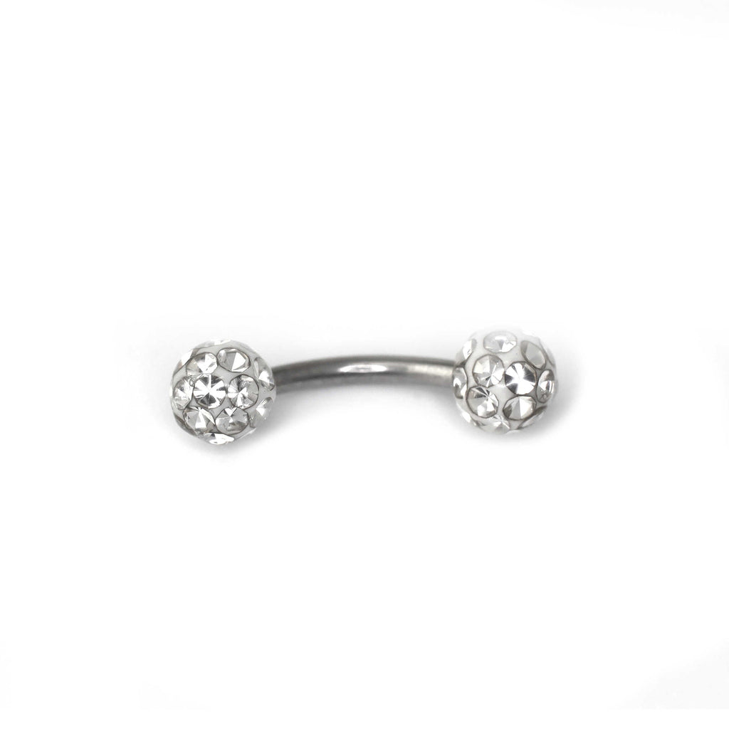 16G Full CZ Externally Threaded Stainless Steel Eyebrow Stud