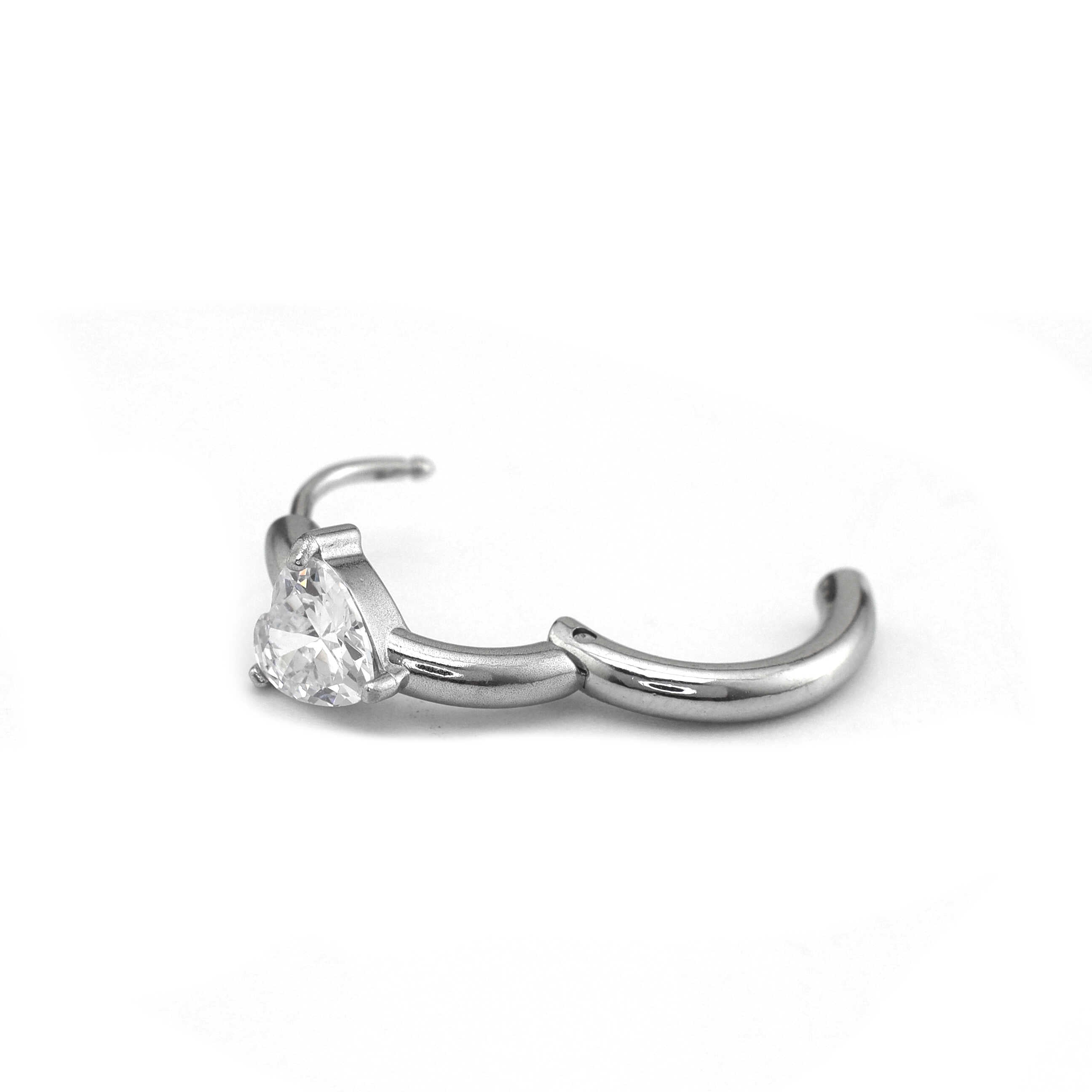 Large Heart CZ Stainless Steel Earrings