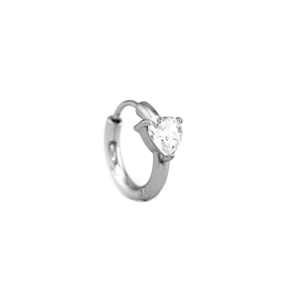 Large Heart CZ Stainless Steel Earrings