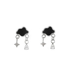 16G Black & White Cloud Dangle Stainless Steel Ear Studs