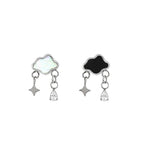 16G Black & White Cloud Dangle Stainless Steel Ear Studs