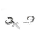 Mirror-Finish Cross Stainless Steel Earrings