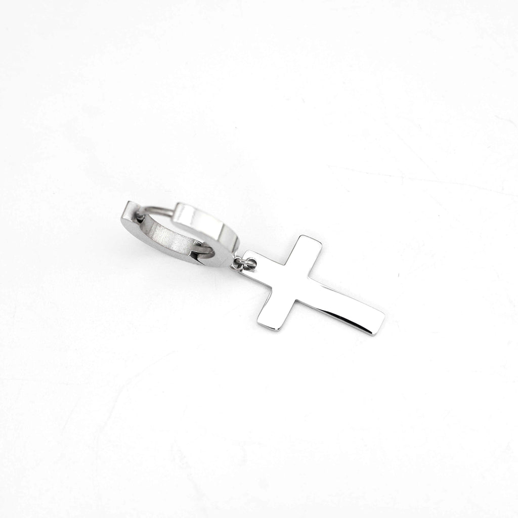 Mirror-Finish Cross Stainless Steel Earrings
