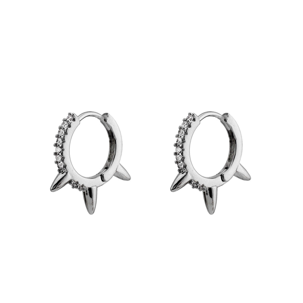 Side-Set CZ Spike Stainless Steel Earrings