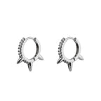 Side-Set CZ Spike Stainless Steel Earrings