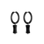 PAIR OF Black, White & Green Bamboo Segment Dangle Earrings