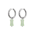 PAIR OF Black, White & Green Bamboo Segment Dangle Earrings