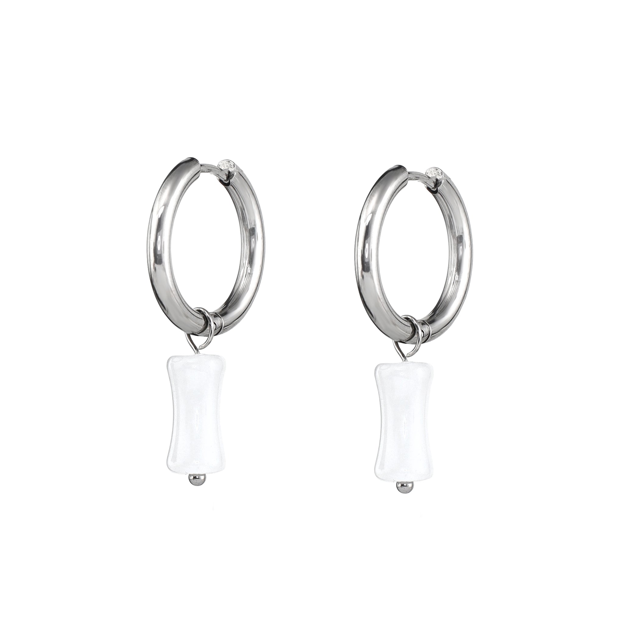 PAIR OF Black, White & Green Bamboo Segment Dangle Earrings