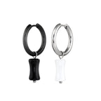 PAIR OF Black, White & Green Bamboo Segment Dangle Earrings