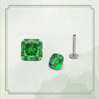 Emerald-Cut Square CZ Internally Threaded Titanium Studs