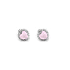 PAIR OF Pink Heart CZ Micro-Pave Thin Gauge Ear Studs