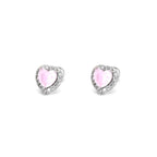 PAIR OF Pink Heart CZ Micro-Pave Thin Gauge Ear Studs