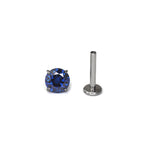 Blue CZ Internally Threaded Titanium Studs