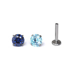 Blue CZ Internally Threaded Titanium Studs