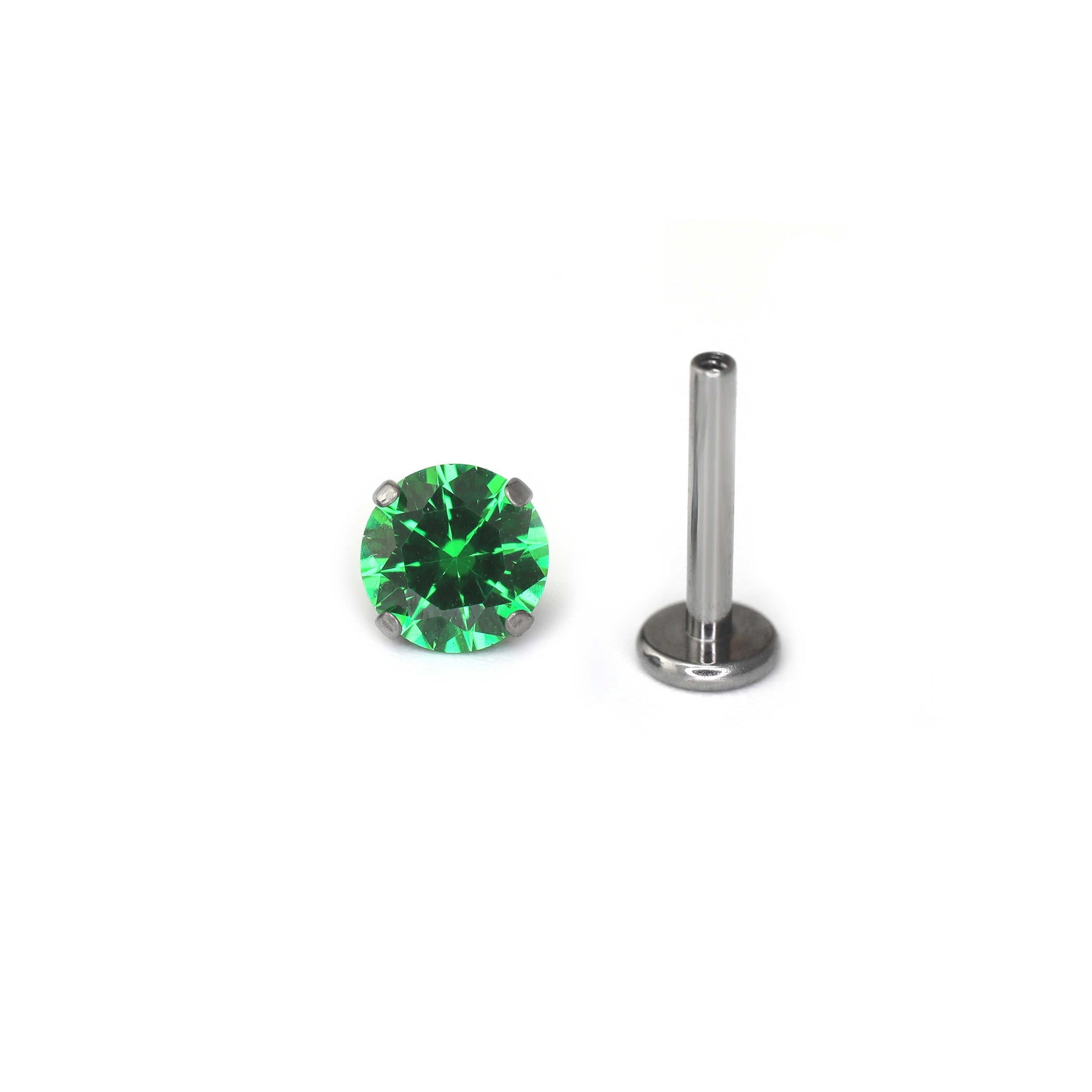 Purple & Green CZ Internally Threaded Titanium Studs