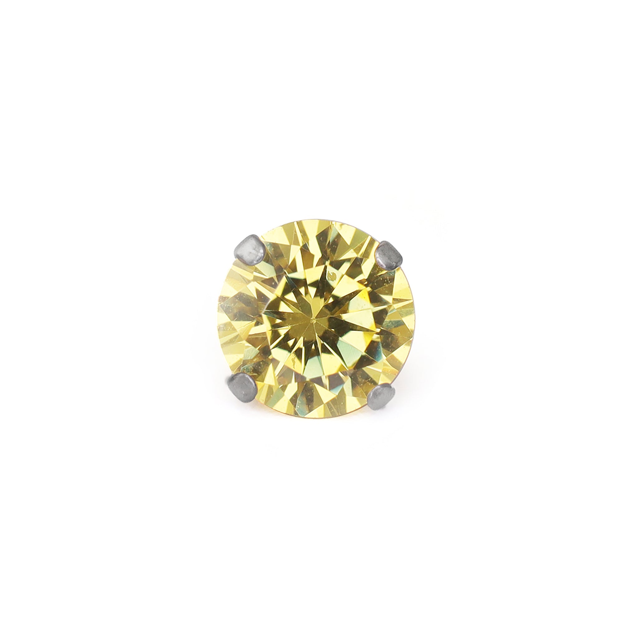 Yellow CZ Internally Threaded Titanium Studs
