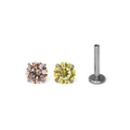 Yellow CZ Internally Threaded Titanium Studs