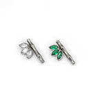 Bamboo  Leaf  CZ Internally Threaded Titanium Studs