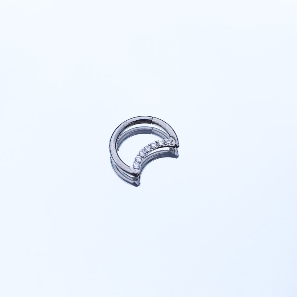 16G Moon CZ Titanium Segment Hoop