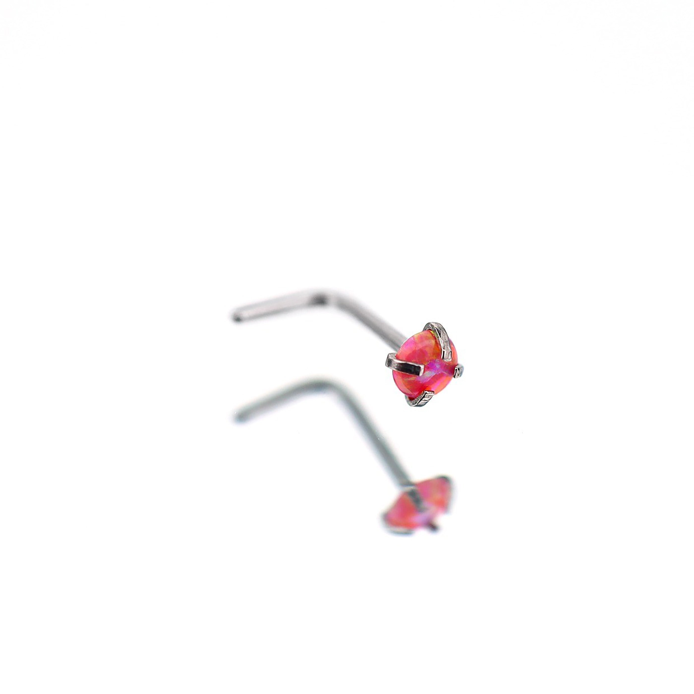 Opal L-Shape Nose Stud