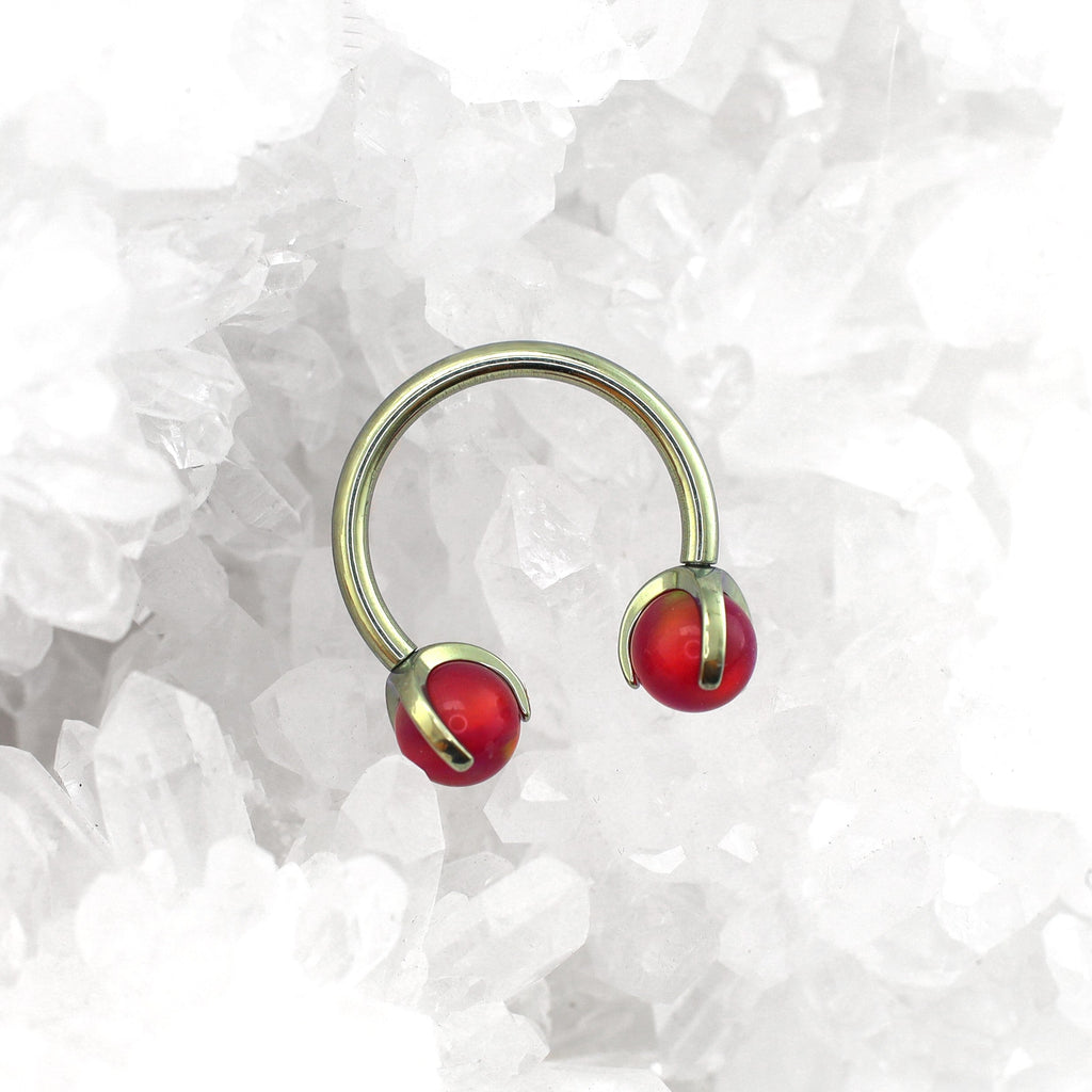 Opal internally threaded Titanium Horseshoe Ring