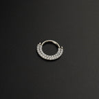 Half Circle Double CZ Titanium Segment Ring