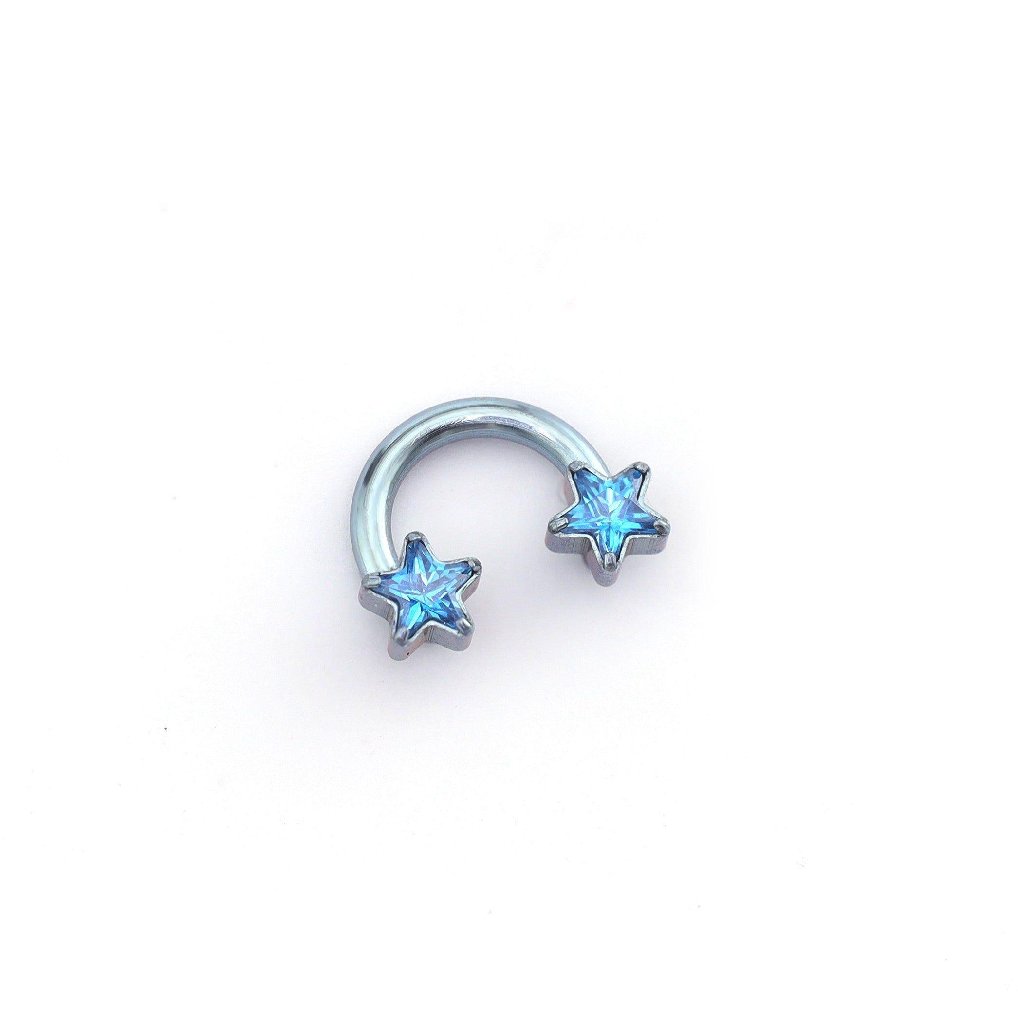 Star Shaped CZ Titanium Horseshoe Ring