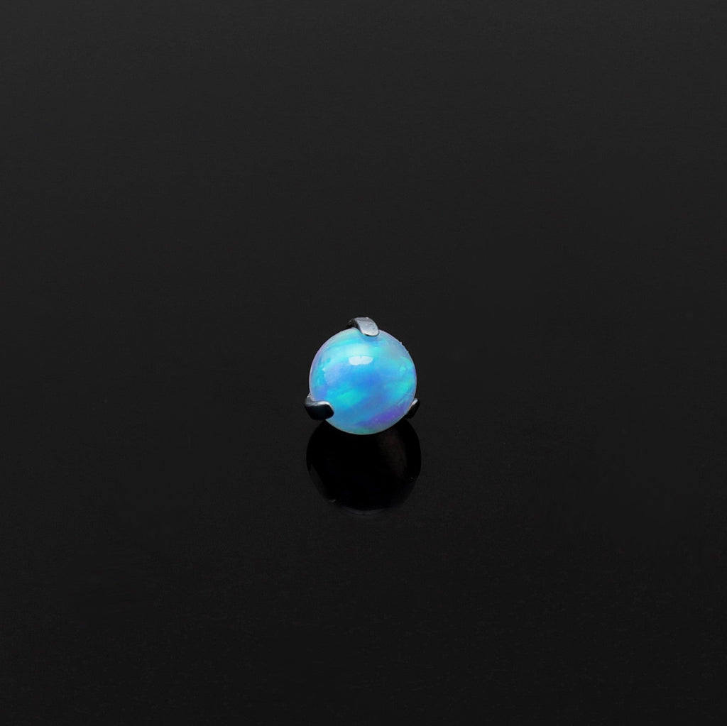 High Shine Opal Internally Threaded Titanium tongue stud