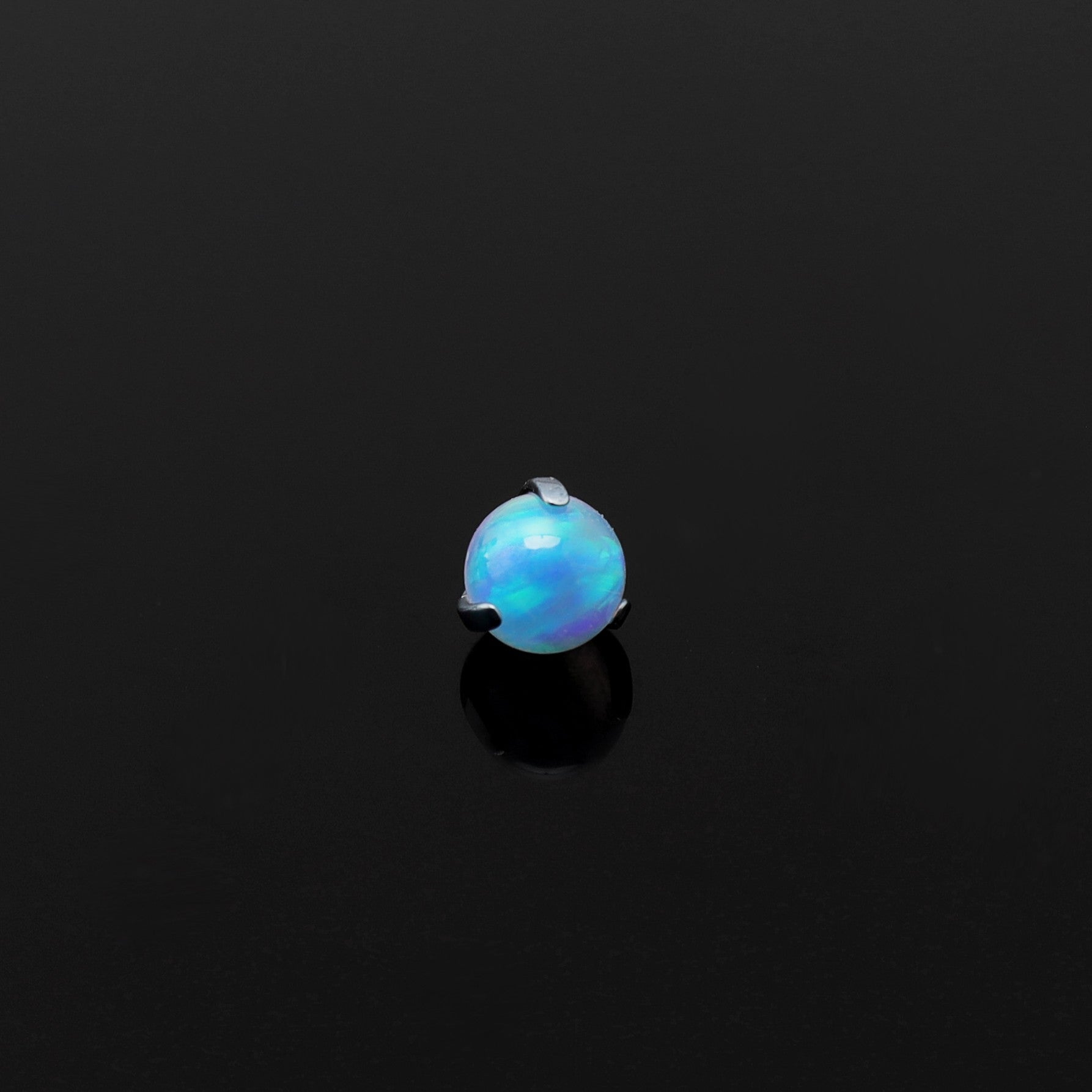 High Shine Opal Internally Threaded Titanium tongue stud