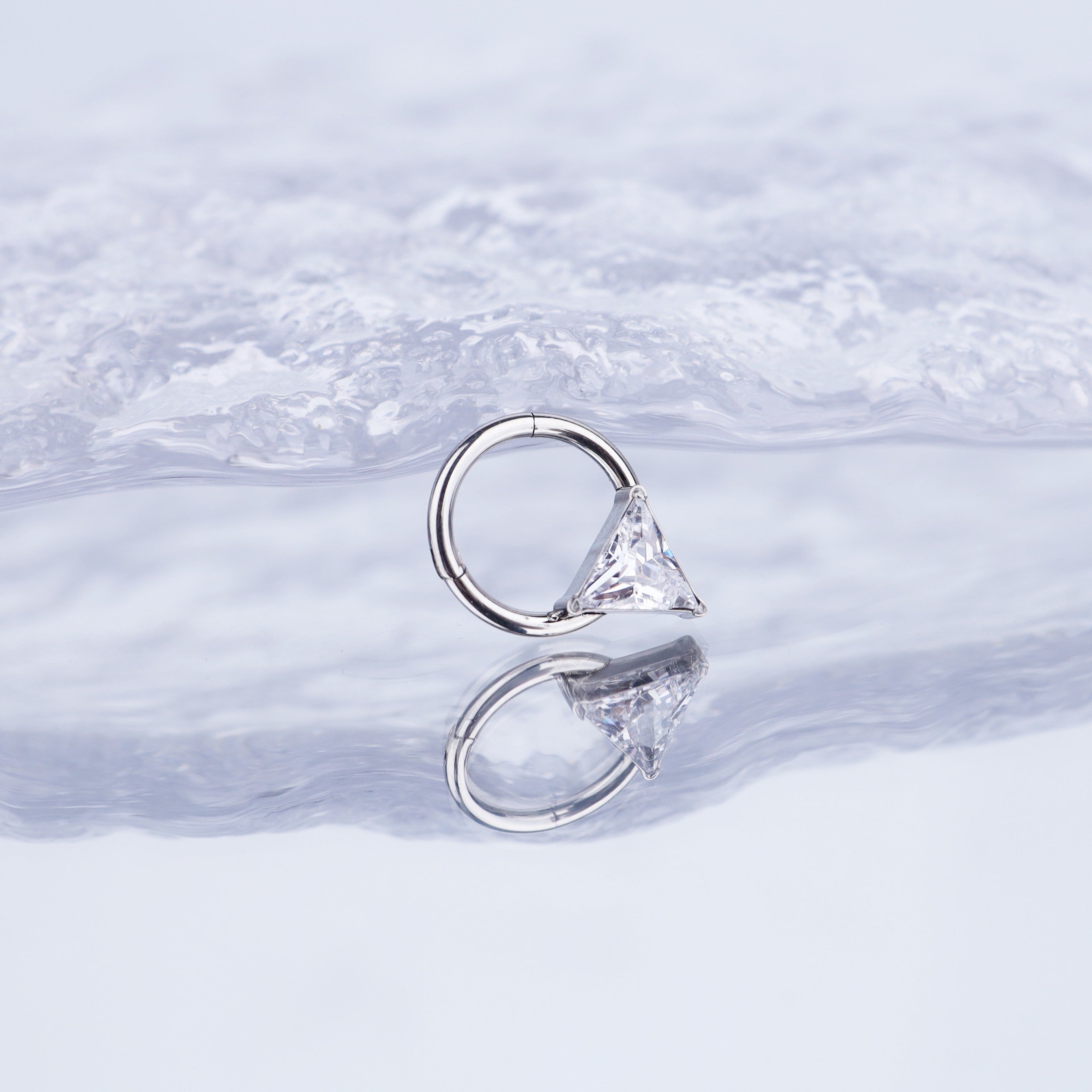 Triangle CZ stainless steel Segment Hoop